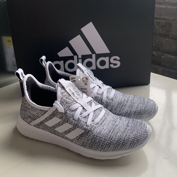 NWT Womens Adidas Cloudfoam Pure Athletic Running Shoes Gray White DB0695 - Picture 3 of 5